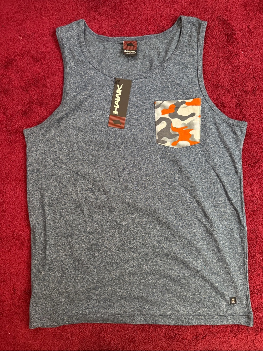 Tony Hawk Men's Gray Tank with Orange Camo Pocket